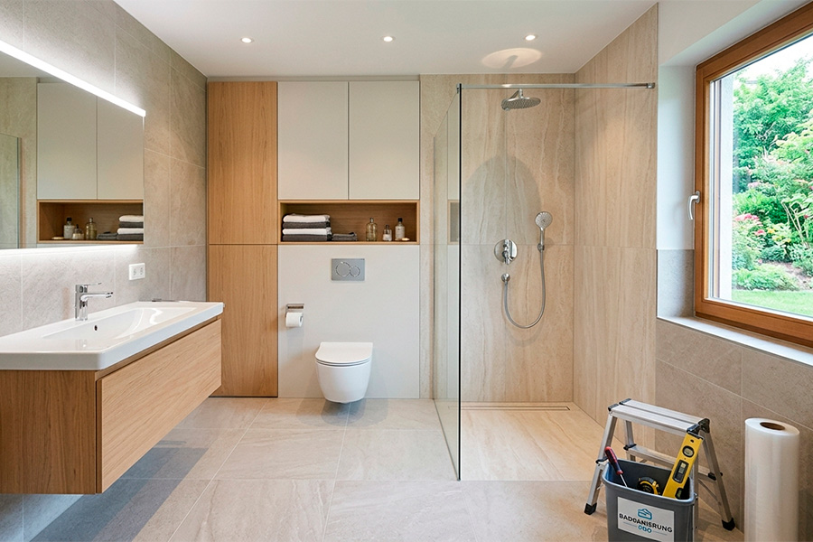Moderne Badrenovierung – neu gestaltetes Badezimmer